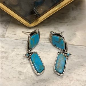 Faux turquoise and silver earrings